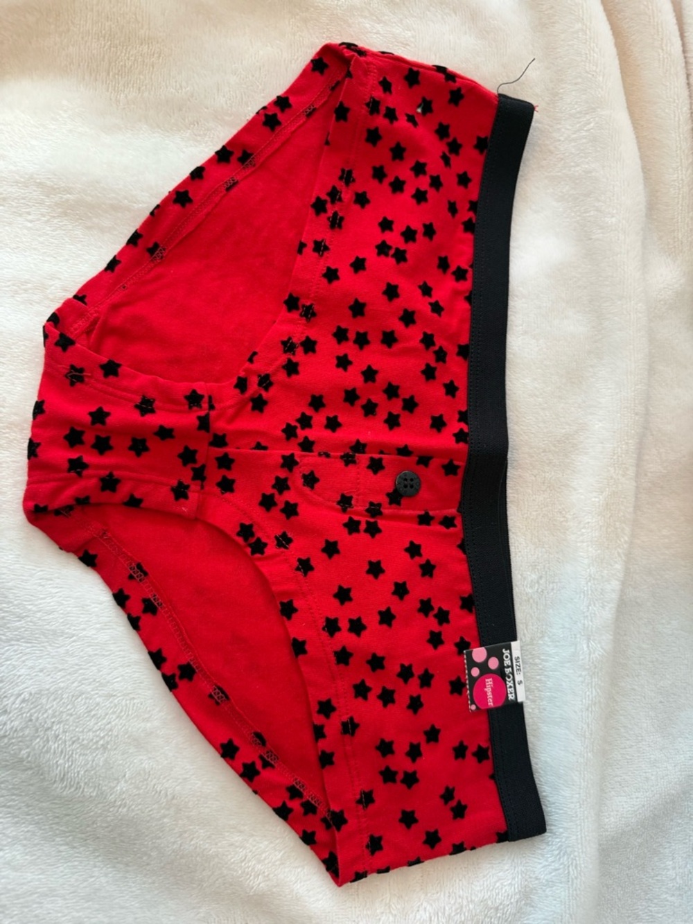 Joe Boxer Red Briefs with Black Star Print